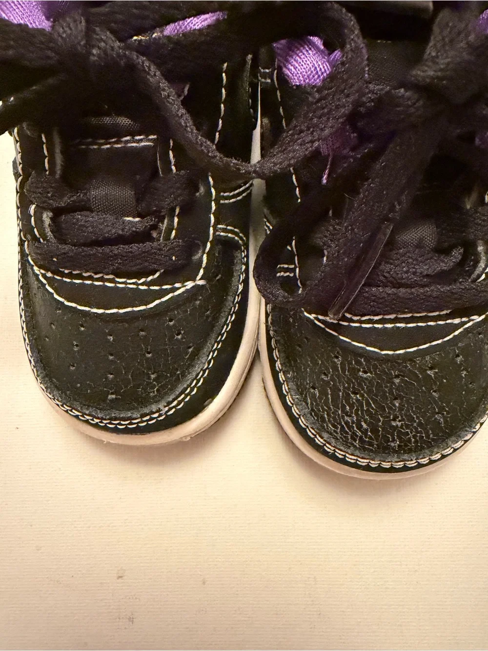 Kids Black and Purple Lace-Up Sneakers
